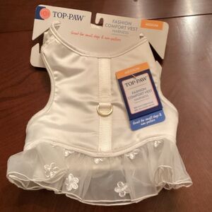 Top Paw Cream Dog Vest with Floral Ruffle